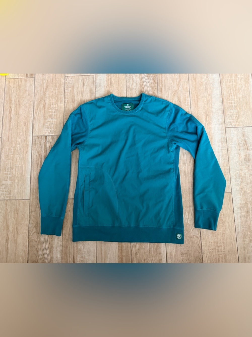 Reigning Champ Teal Blue Hybrid Performance Crewneck Sweatshirt Size Medium